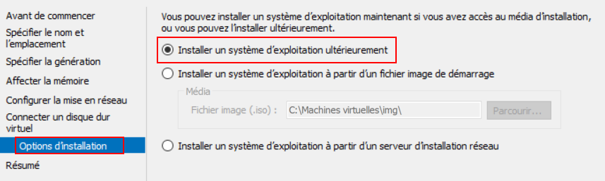 Assistant : Options d'installation